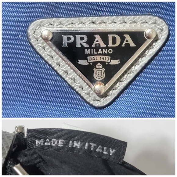 Authentic PRADA MILANO NYLON CLUTCH/WRISTLET BLUE/BLACK/GREY - Picture 7 of 11